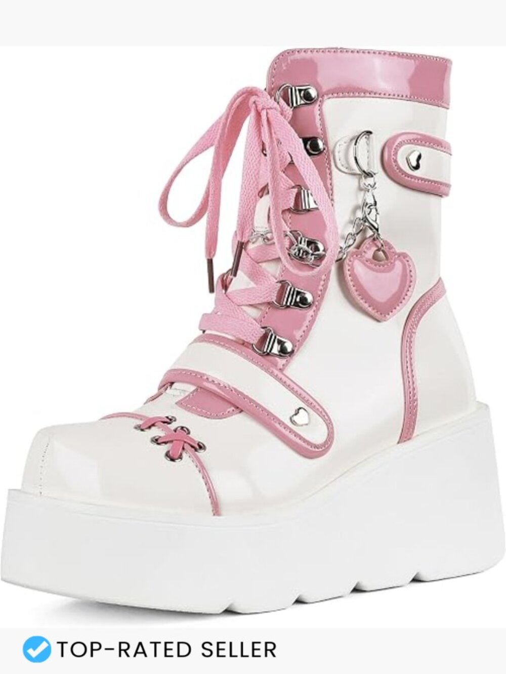 Platform Ankle Boots Goth Rave Round Toe Zipper Wedge Mid Calf Lace Up Chunky